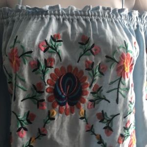 Philosophy blue with embroidery linen dress